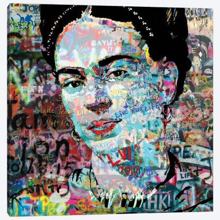 Frida Graffiti Pop Art Canvas Print #PAF303} by The Pop Art Factory Canvas Print