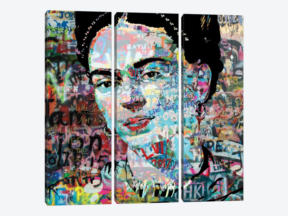 Frida Graffiti Pop Art by The Pop Art Factory 3-piece Canvas Art Print