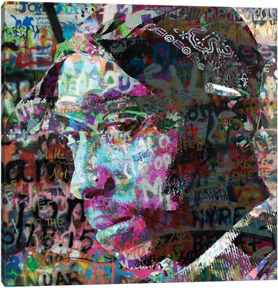 Tupac Graffiti Pop Art Canvas Art Print - 3-Piece Street Art