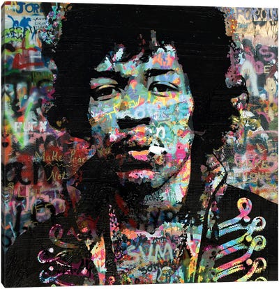 Hendrix Graffiti Pop Art Canvas Art Print - Jimi Hendrix