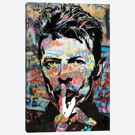 David Bowie Graffiti Pop Art Canvas Print #PAF307} by The Pop Art Factory Canvas Artwork