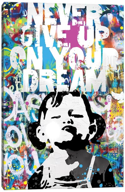Never Give Up On Your Dream Canvas Art Print - Child Portrait Art