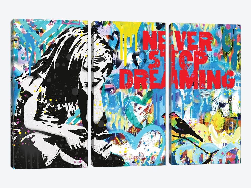 Never Stop Dreaming by The Pop Art Factory 3-piece Canvas Art Print