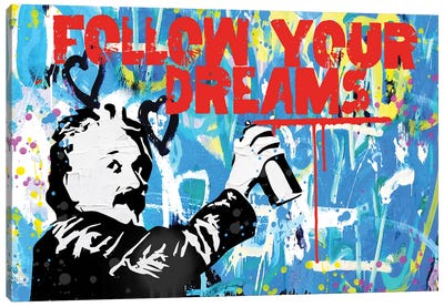 Follow Your Dreams Canvas Art Print - Albert Einstein