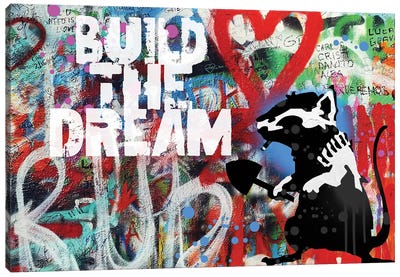 Build The Dream Canvas Art Print - Similar to Banksy