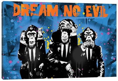 Dream No Evil Canvas Art Print - Chimpanzee Art