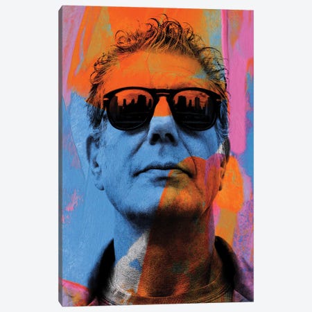 Anthony Bourdain Bright Colors Canvas Print #PAF325} by The Pop Art Factory Canvas Wall Art