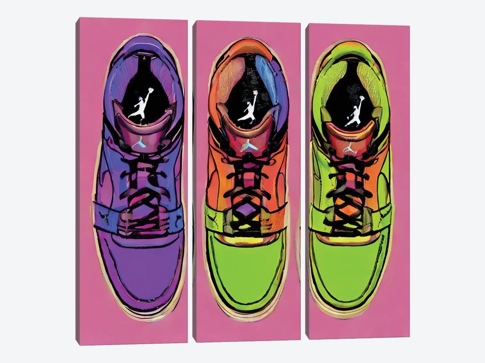 Colorful Basketball Shoes II by The Pop Art Factory 3-piece Canvas Artwork