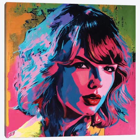 Taylor Swift Pop Art Portrait Canvas Print #PAF330} by The Pop Art Factory Canvas Art