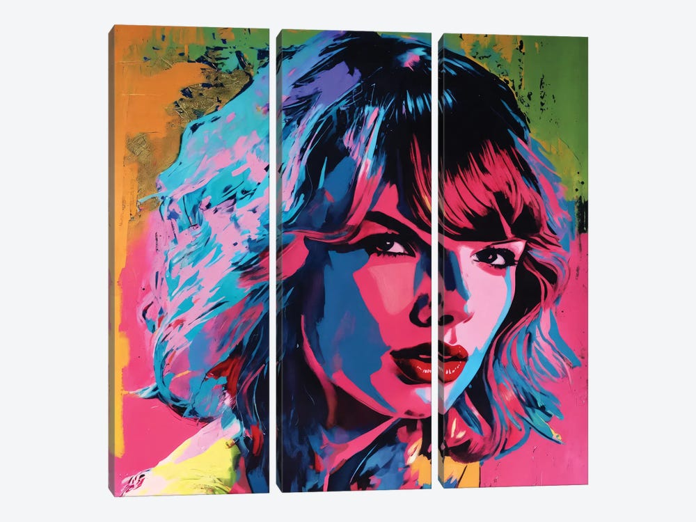 Taylor Swift Pop Art Portrait by The Pop Art Factory 3-piece Canvas Art Print