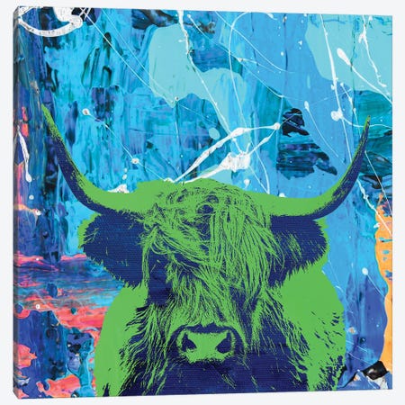 Highland Cow II Canvas Print #PAF63} by The Pop Art Factory Canvas Wall Art