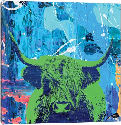 Highland Cow II Canvas Art Print - The Pop Art Factory