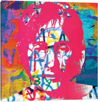 Magenta Lennon Canvas Art Print - John Lennon