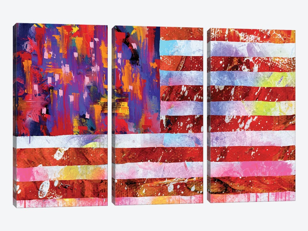 American Flag by The Pop Art Factory 3-piece Canvas Print