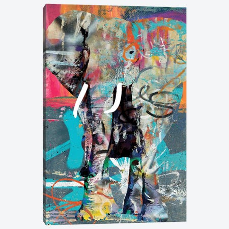 Elephant Graffiti Canvas Print #PAF90} by The Pop Art Factory Art Print