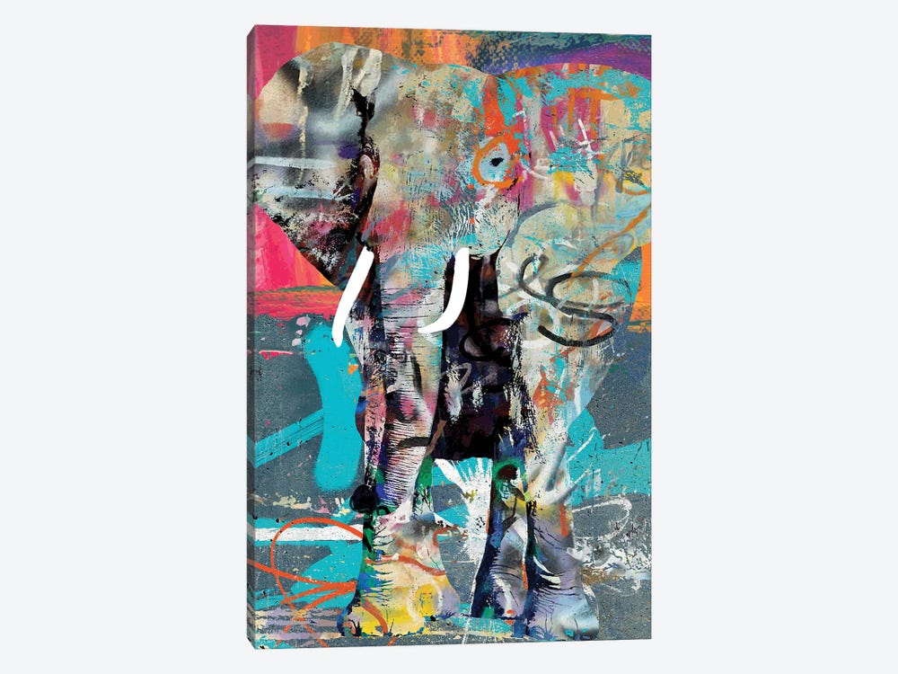 Elephant Graffiti by The Pop Art Factory 1-piece Canvas Print