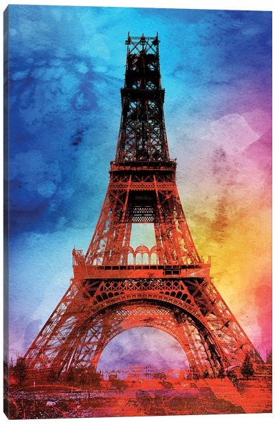Eiffel Tower Under Construction Canvas Art Print - The Pop Art Factory