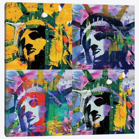 Statue Of Liberty Quadrant Canvas Print #PAF97} by The Pop Art Factory Canvas Art