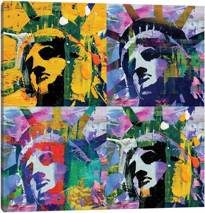 Statue Of Liberty Quadrant Canvas Art Print - The Pop Art Factory