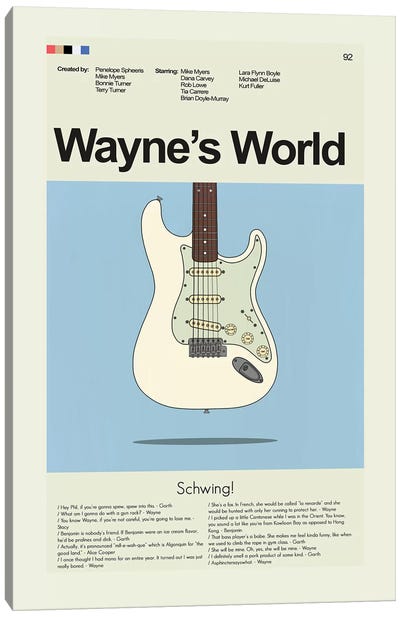 Wayne's World Canvas Art Print - Guitar Art