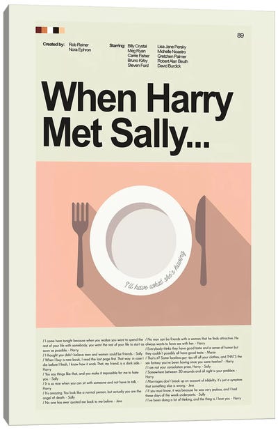 When Harry Met Sally Canvas Art Print - Prints And Giggles by Erin Hagerman