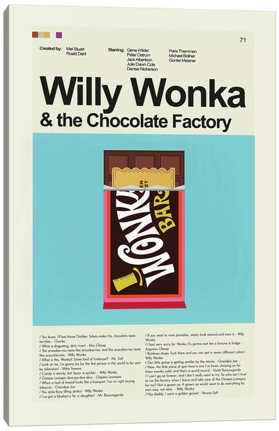 Willy Wonka Canvas Art Print - Comedy Movie Art