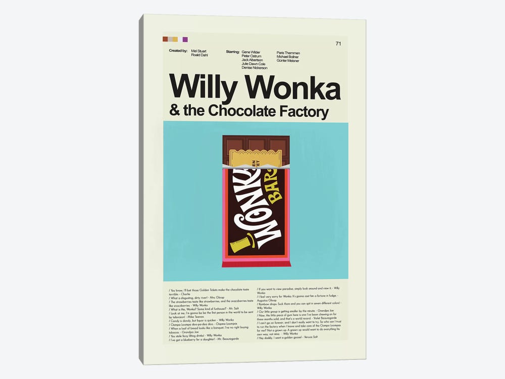 Willy Wonka by Prints and Giggles by Erin Hagerman 1-piece Canvas Print