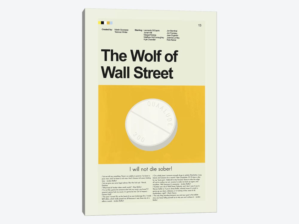 Wolf Of Wall Street by Prints and Giggles by Erin Hagerman 1-piece Canvas Wall Art