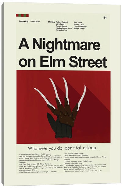 A Nightmare On Elm Street Canvas Art Print - Horror Movie Art