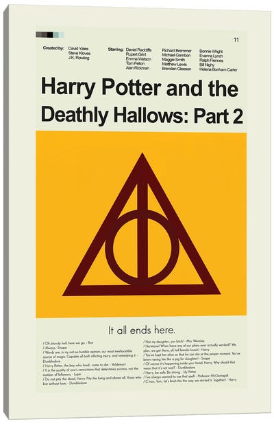 Harry Potter And The Deathly Hallows Part 2 Canvas Art Print - Fantasy Minimalist Movie Posters