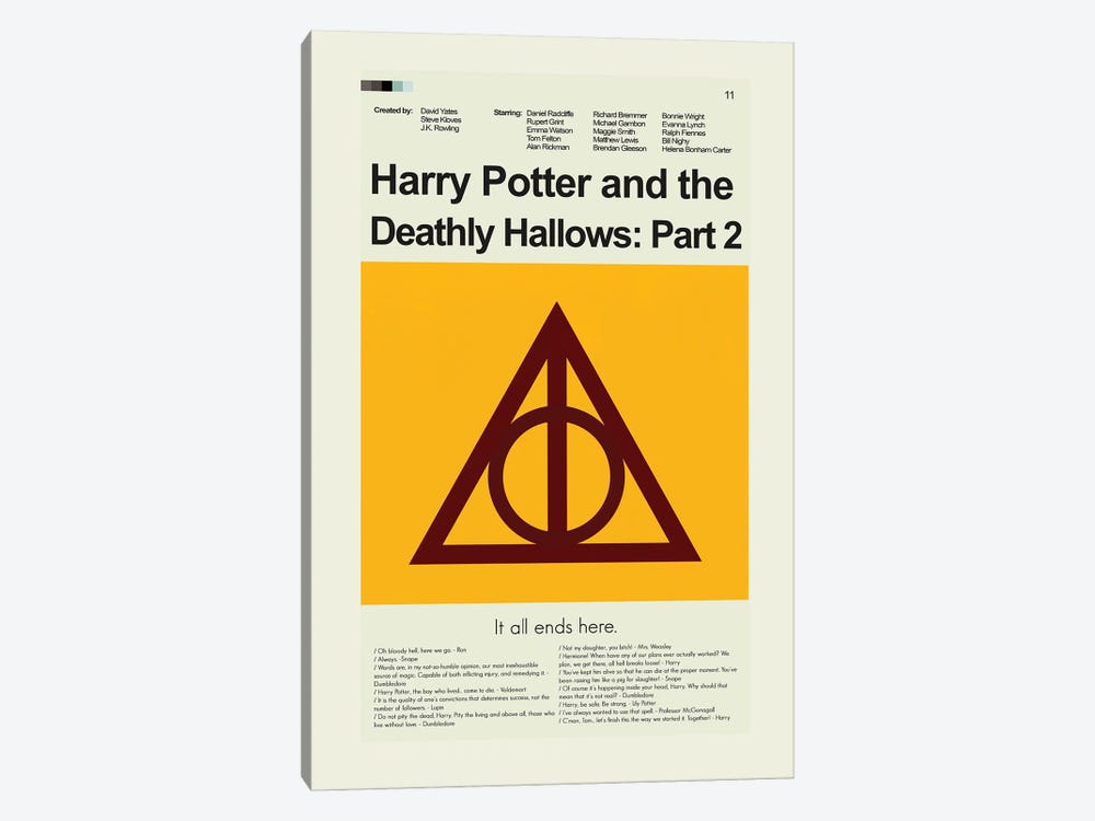 Harry Potter And The Deathly Hallows Part 2 by Prints and Giggles by Erin Hagerman 1-piece Canvas Wall Art