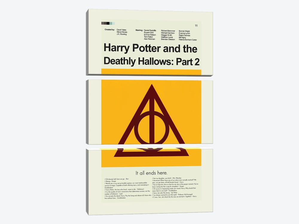 Harry Potter And The Deathly Hallows Part 2 by Prints and Giggles by Erin Hagerman 3-piece Canvas Artwork