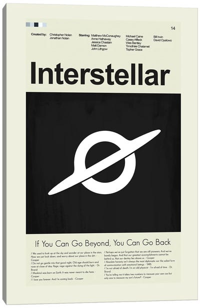 Interstellar Canvas Art Print - Minimalist Movie Posters