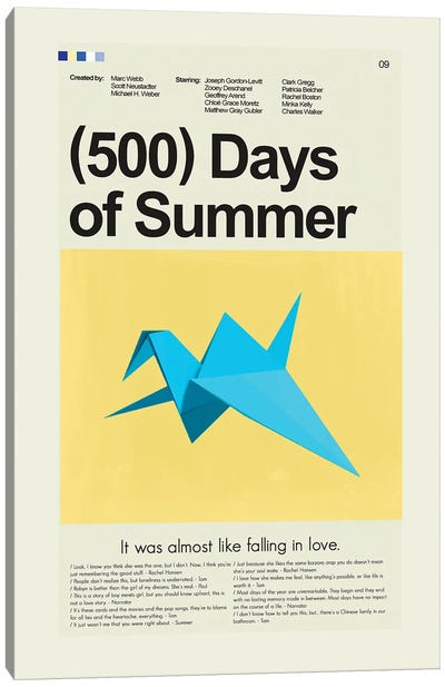 500 Days of Summer Canvas Art Print - Romance Movie Art