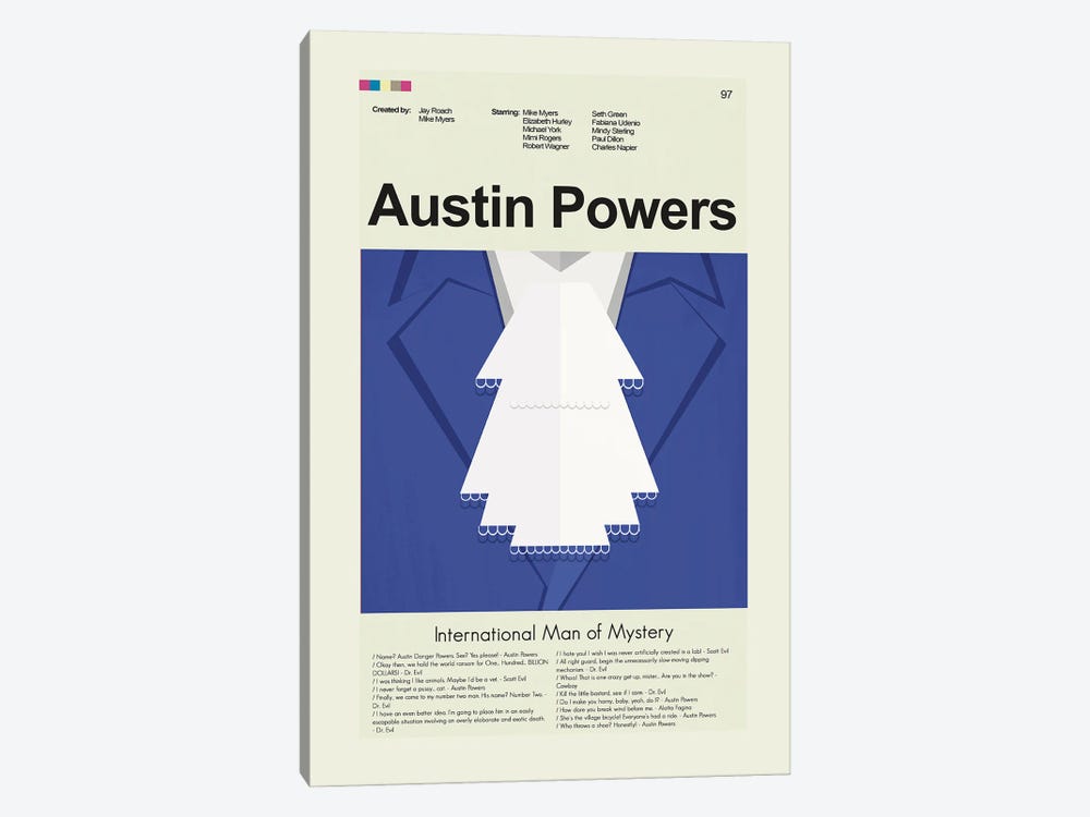 Austin Powers: International Man of Mystery by Prints and Giggles by Erin Hagerman 1-piece Canvas Art Print