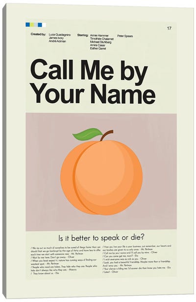 Call Me By Your Name Canvas Art Print - Prints And Giggles by Erin Hagerman