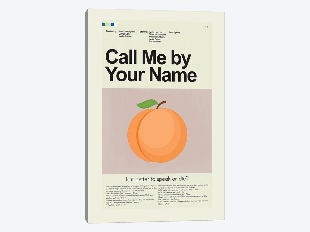 Call Me By Your Name by Prints and Giggles by Erin Hagerman 1-piece Canvas Print