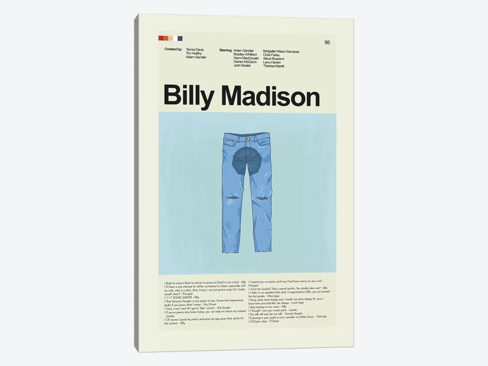 Billy Madison by Prints and Giggles by Erin Hagerman 1-piece Canvas Print
