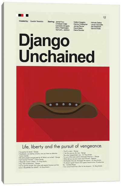 Django Unchained Canvas Art Print - Action & Adventure Movie Art