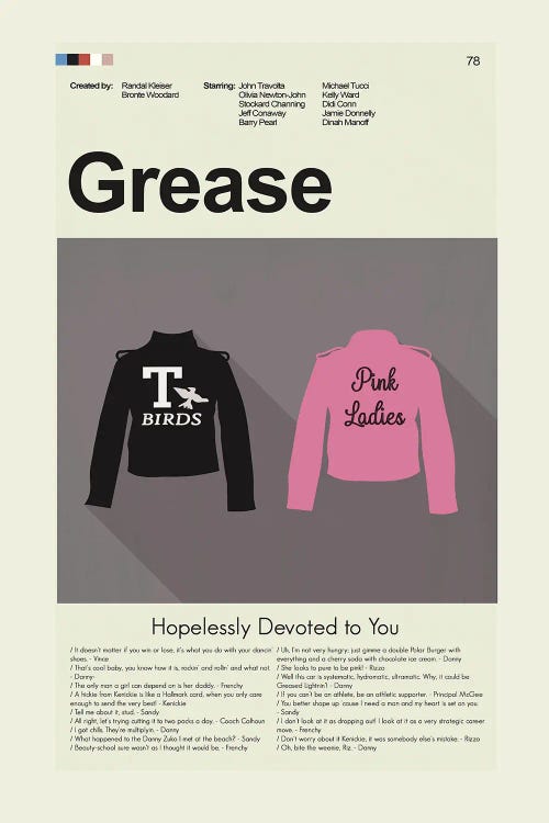 Grease by Prints and Giggles by Erin Hagerman wall art