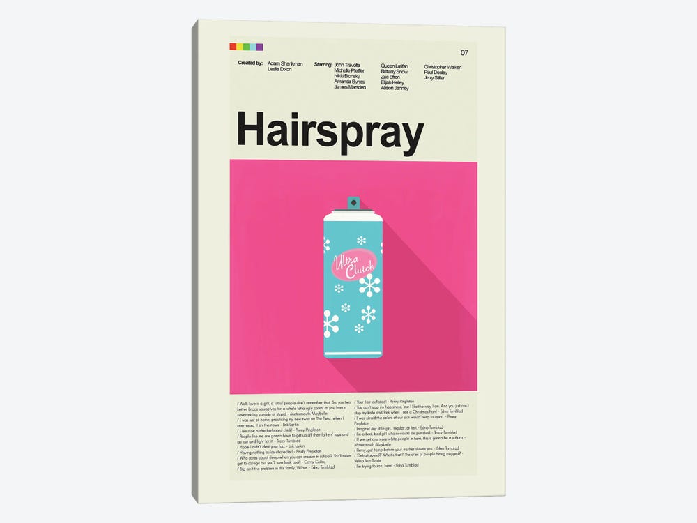 Hairspray by Prints and Giggles by Erin Hagerman 1-piece Canvas Print