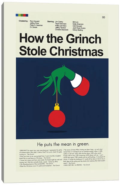 How the Grinch Stole Christmas Canvas Art Print - Holiday Movies