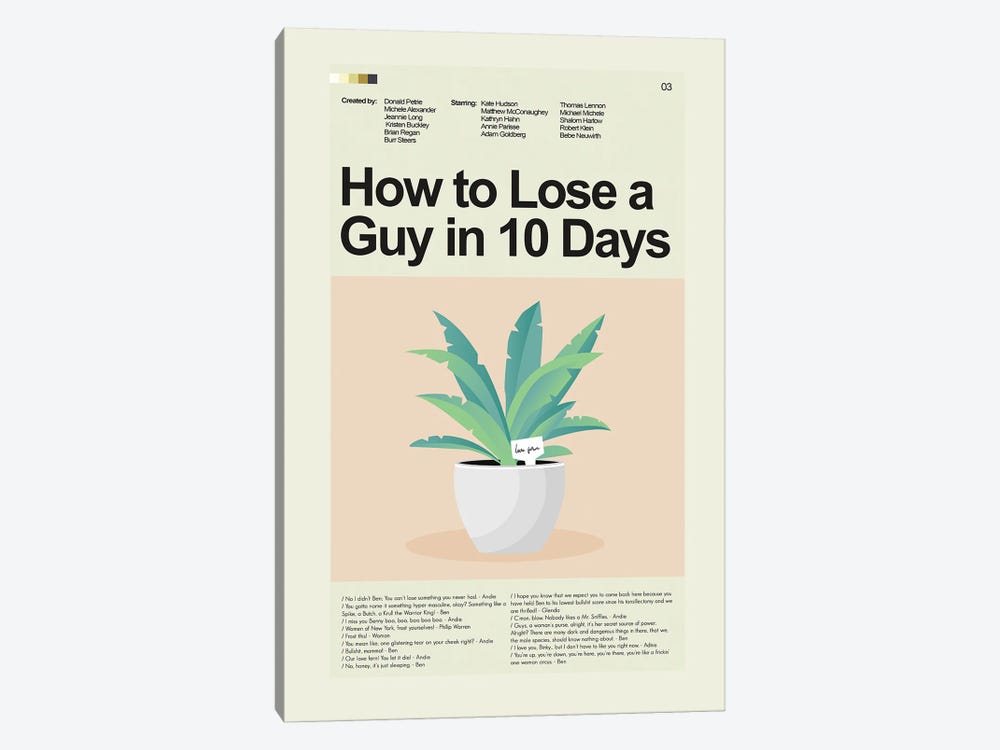 How to Lose a Guy in 10 Days by Prints and Giggles by Erin Hagerman 1-piece Canvas Artwork