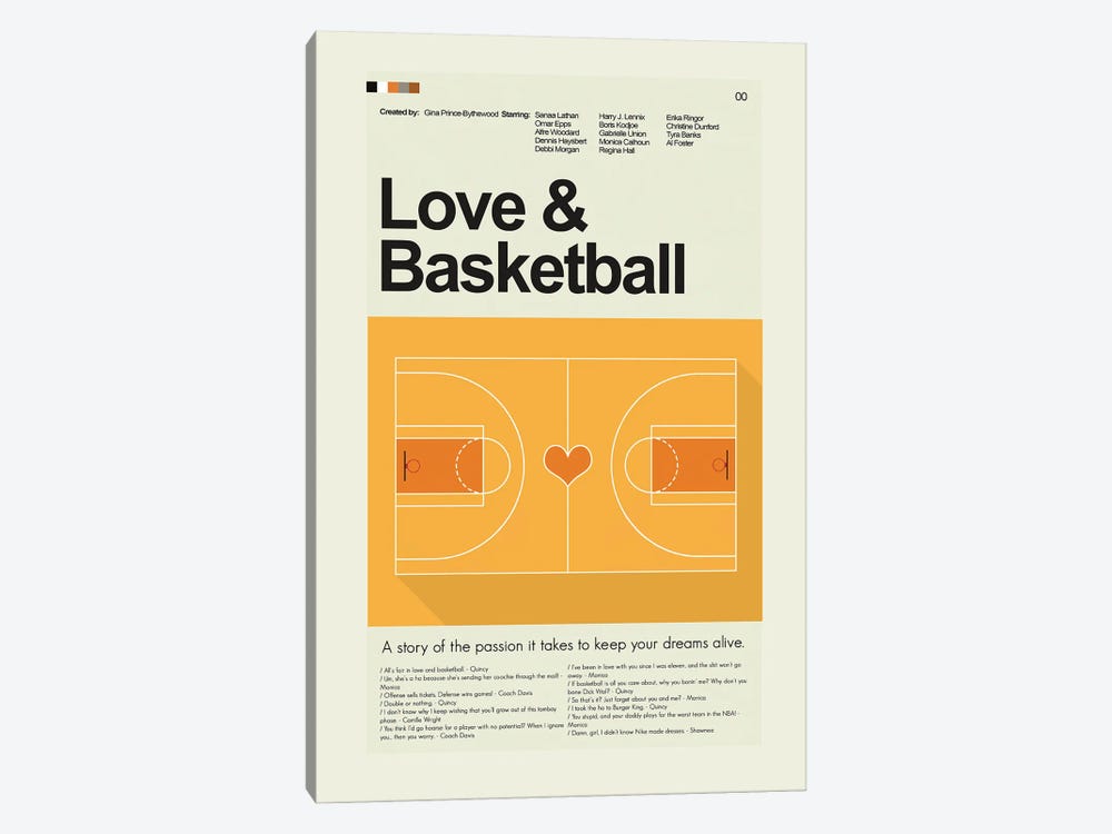 Love & Basketball by Prints and Giggles by Erin Hagerman 1-piece Canvas Wall Art