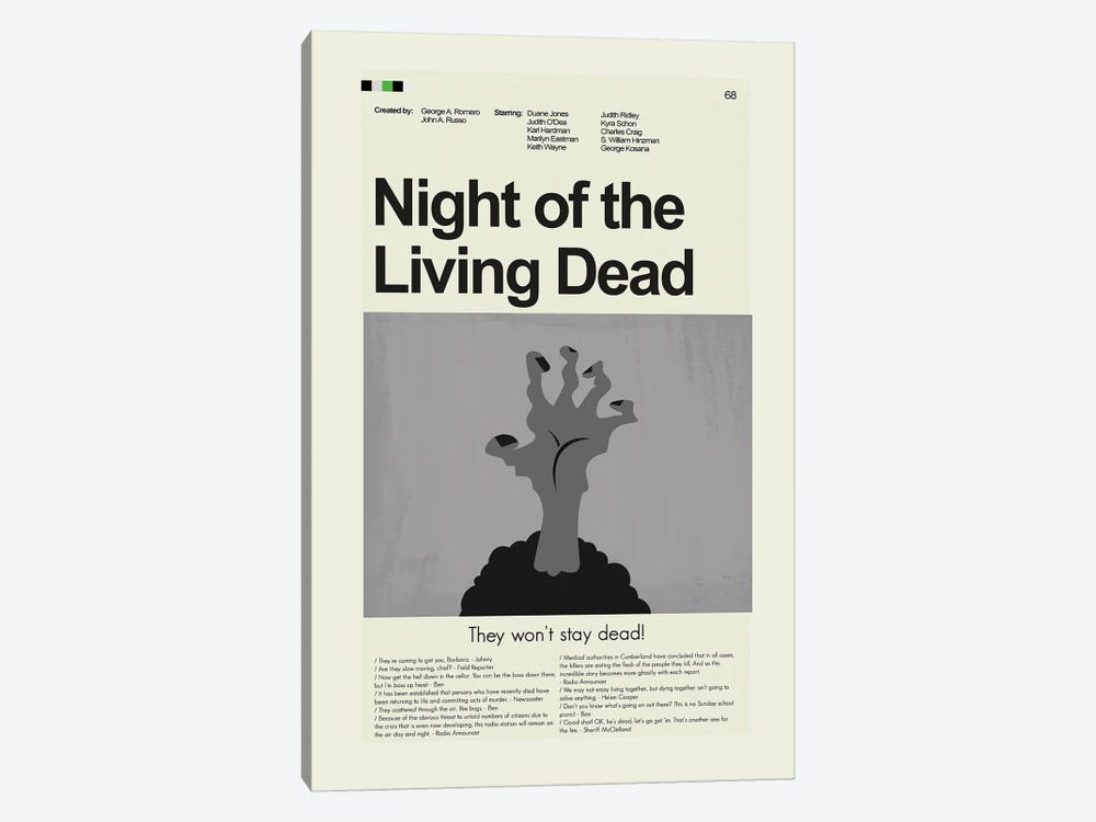 Night of the Living Dead by Prints and Giggles by Erin Hagerman 1-piece Canvas Art Print