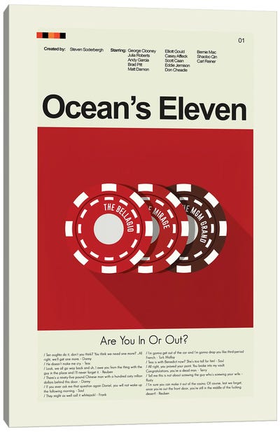 Oceans Eleven Canvas Art Print - Home Theater Art