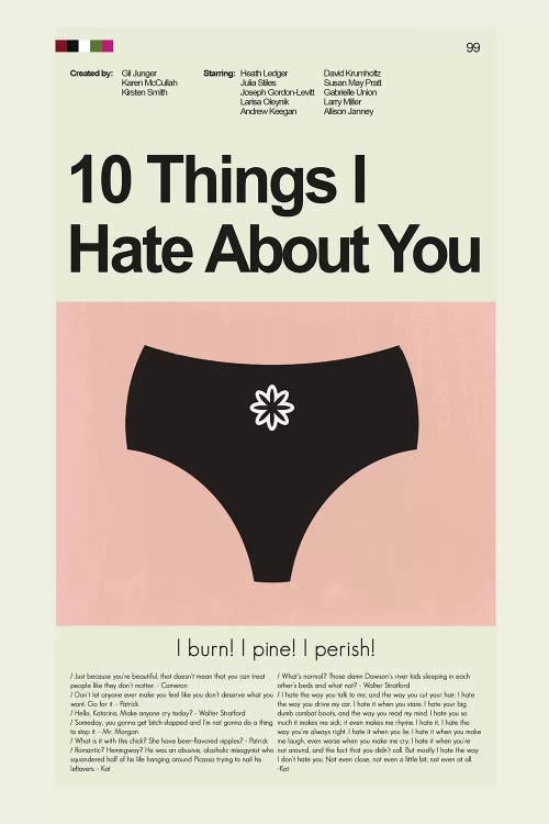 10 Things I Hate About You Movie Poster, 10 Things I Hate About