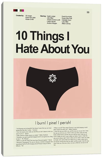 10 Things I Hate About You Canvas Art Print - Romance Movie Art