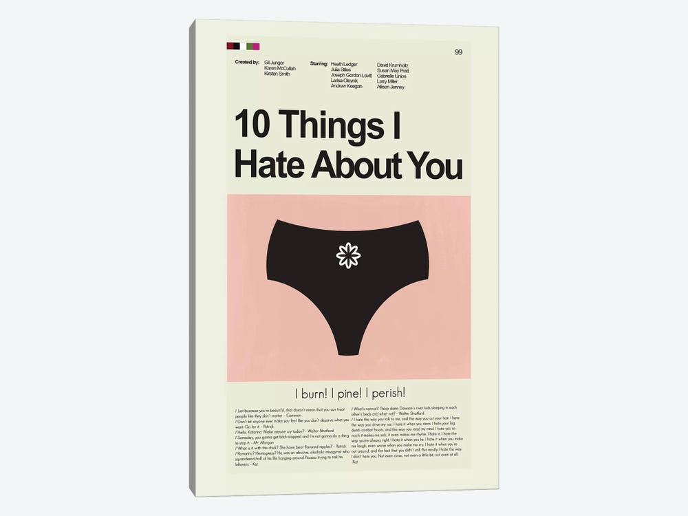 10 Things I Hate About You by Prints and Giggles by Erin Hagerman 1-piece Canvas Wall Art