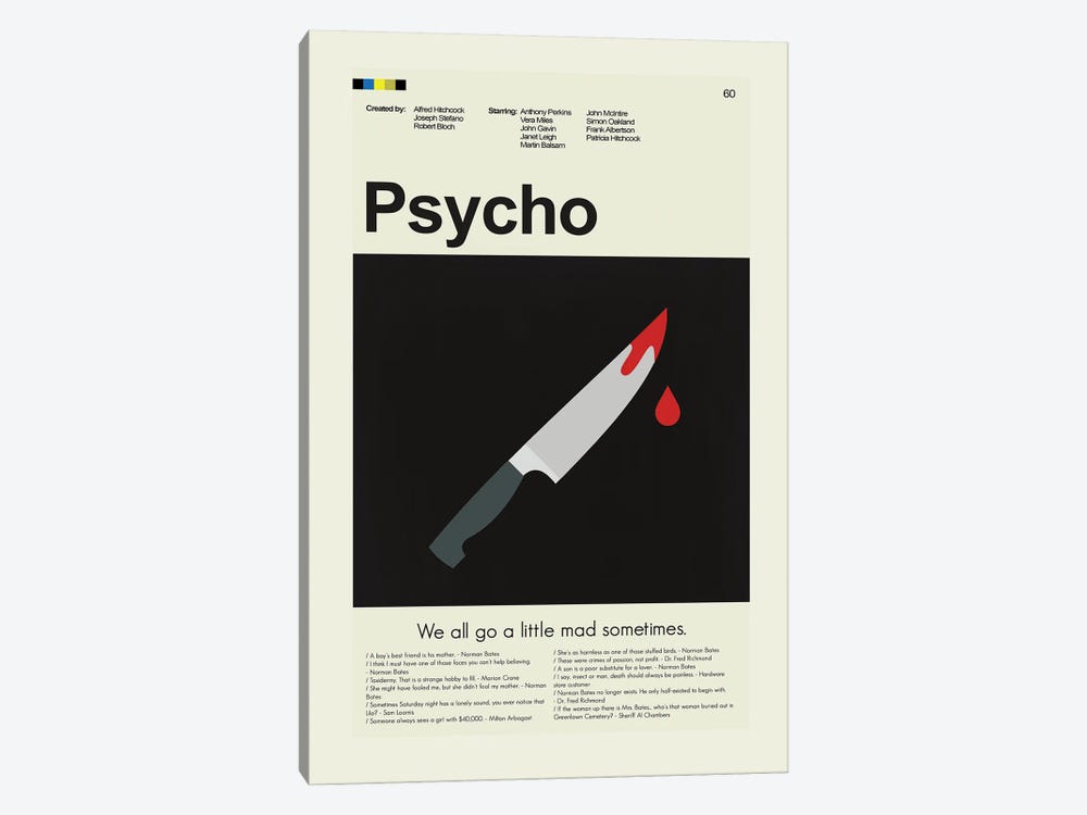 Psycho by Prints and Giggles by Erin Hagerman 1-piece Canvas Art Print